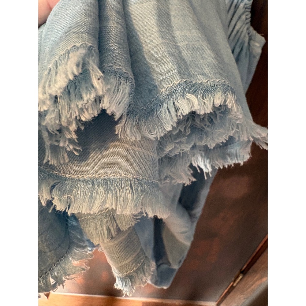 KUT from the Kloth Blue Tencel Tiered Maxi Dress Light Wash Raw Hem Medium - Picture 5 of 5